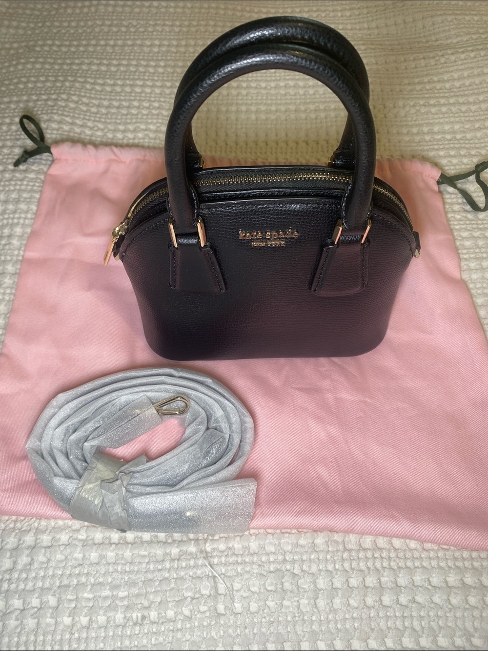 Like New Kate Spade Black Leather Mini Top Handle bag with Gold Hardware🖤✨